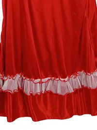 SCHNABEL Babydoll Set Damen Nachthemd String Rot Rüschen S/M 2