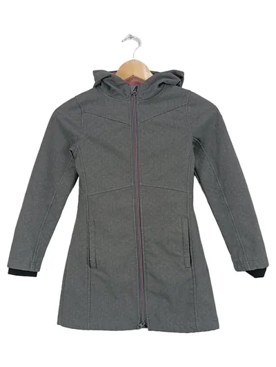 YIGGA Mädchen Softshelljacke Gr. 134 Grau Kapuze Fleece gefüttert