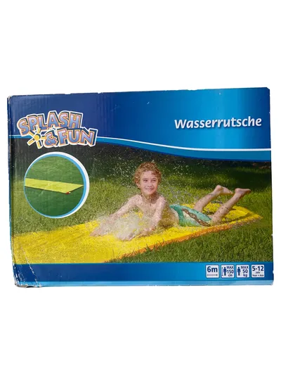 Splash & Fun Wasserrutsche 6m Kinder Wasserbahn Garten Outdoor Gelb