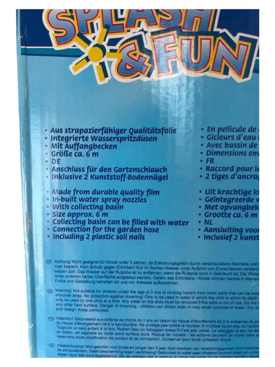 Splash & Fun Wasserrutsche 6m Kinder Wasserbahn Garten Outdoor Gelb