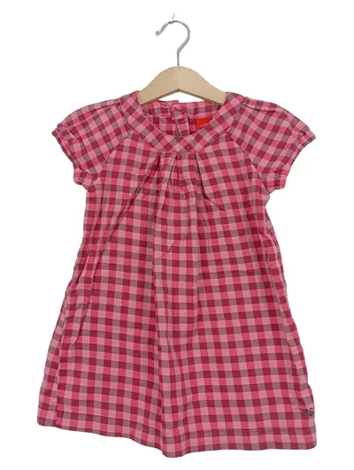 Esprit Freizeitkleid Mädchen kariert rosa Baumwolle Sommer Gr. 98