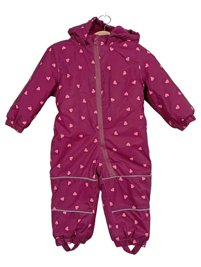 dopodopo Baby Schneeanzug Gr. 74/80 Herzmuster Lila Overall Mädchen