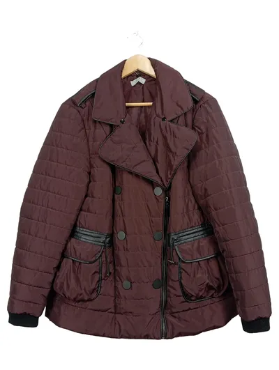 Kapalua Damen Steppjacke Braun Lederdetails Gr. 44/XXL Casual Alltag