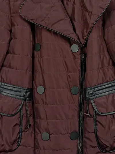 Kapalua Damen Steppjacke Braun Lederdetails Gr. 44/XXL Casual Alltag