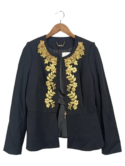 Alfredo Pauly Damen Blazer Gr. 36 Schwarz Elegant mit Goldstickerei