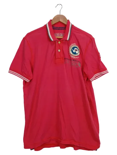 Napapijri Poloshirt Herren XL Rot Casual Logo-Print
