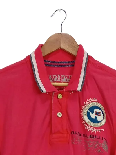 Napapijri Poloshirt Herren XL Rot Casual Logo-Print