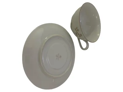 Bavaria Tasse mit Untertasse Porzellan Weiß Gold Blumen Klassisch 200ml