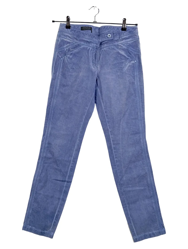 Apanage Damen Stoffhose Blau Gr. 36 Samt Cord Optik Casual 1