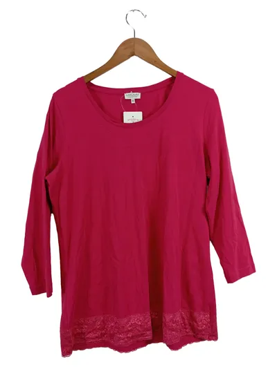 GINALAURA Damen Langarmshirt Pink Gr. 42/XL Casual mit Spitze