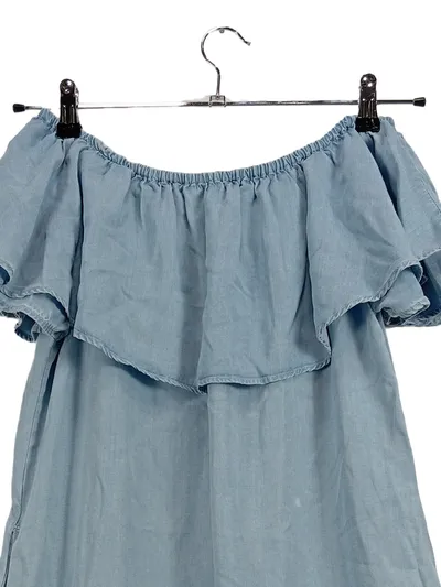 Mavi Damen Sommerkleid Off-Shoulder Gr. 38/M Blau Casual Lyocell