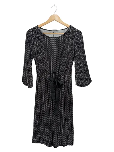 ORSAY Damen Kleid Gr. 34 XS Schwarz Geometrisch Bindegürtel Jersey