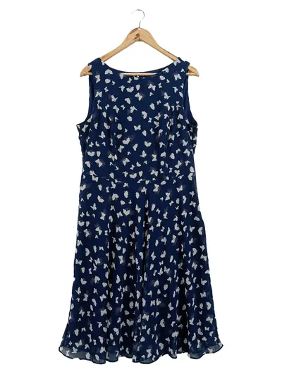 Class International Damen Kleid Schmetterling Muster Blau Gr. 44