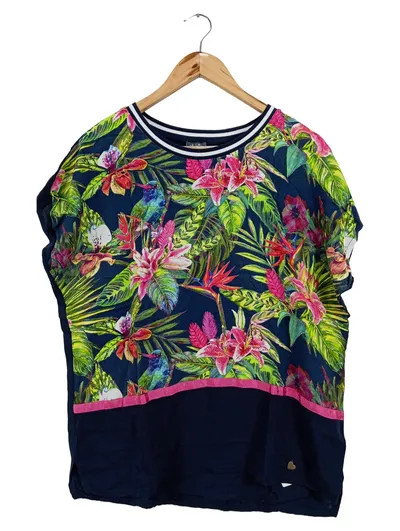 We Love XOX Damen T-Shirt Gr. 40 Tropical Blumen Kolibri Print Viskose