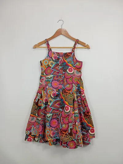 Pampolina Kinder Sommerkleid Gr. 140 Mehrfarbig Bohemian Blumenmuster