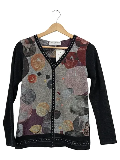 Joachim Bosse Damen Strickjacke Gr. 38 Mehrfarbig Nieten Elegant