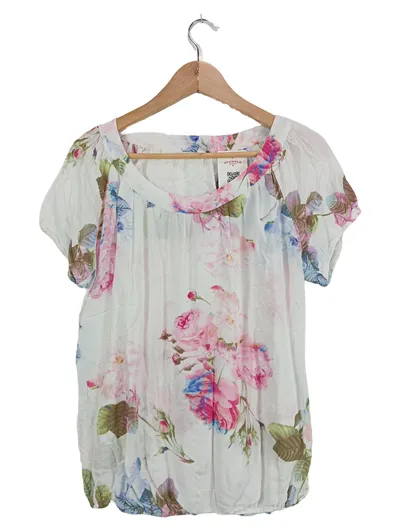 Soyaconcept Damen Bluse Blumenmuster Weiß Rosa Gr. M Viskose
