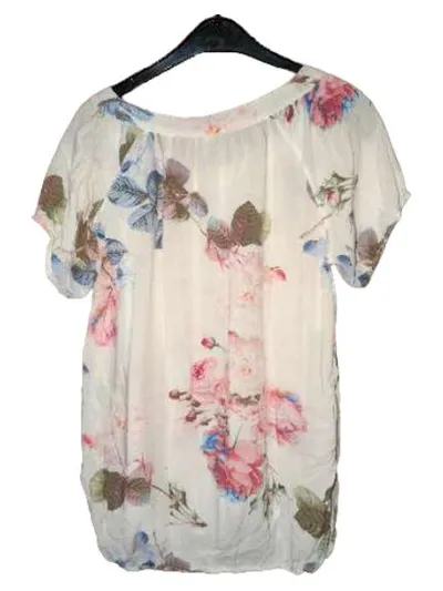 Soyaconcept Damen Bluse Blumenmuster Weiß Rosa Gr. M Viskose