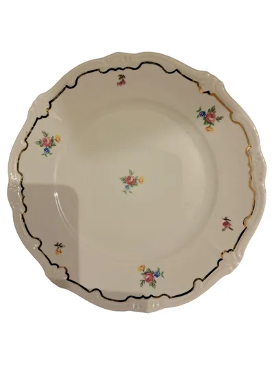 Weimar Porzellan Katharina Suppenteller Blumenmuster Goldrand 22 cm