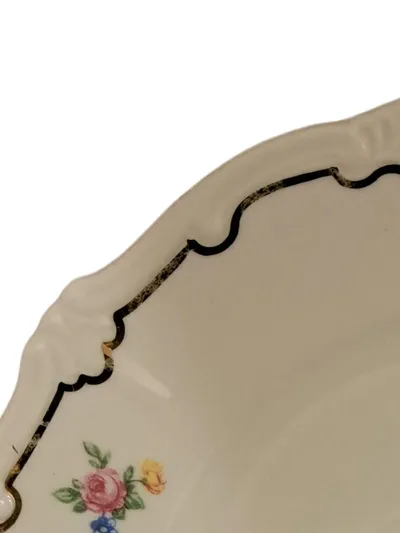 Weimar Porzellan Katharina Suppenteller Blumenmuster Goldrand 22 cm
