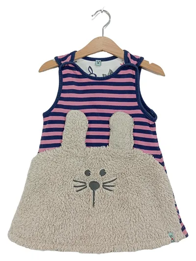 LittleStars Mädchen Freizeitkleid Gr. 92 Mehrfarbig Gestreift Tiermotiv