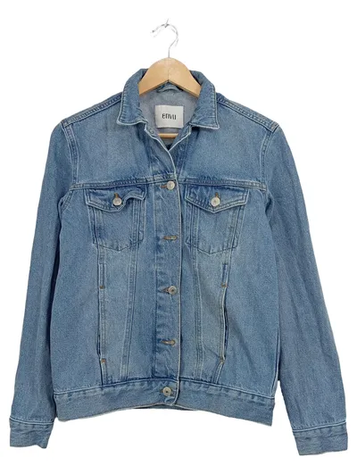 Envii Damen Jeansjacke Blau Gr. 36/S Langarm Baumwolle Casual Freizeit