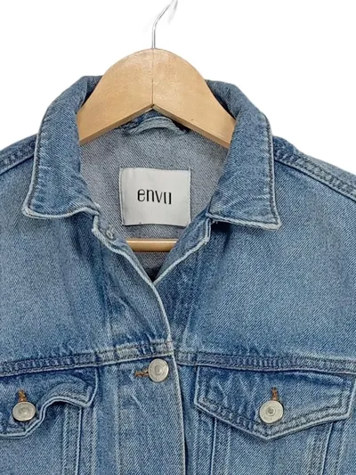 Envii Damen Jeansjacke Blau Gr. 36/S Langarm Baumwolle Casual Freizeit