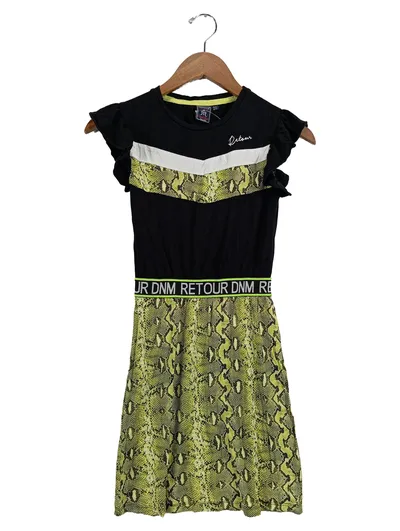 Retour Denim Mädchen Kleid Gr. 146 Schlangenmuster Schwarz Grün