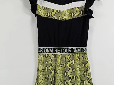 Retour Denim Mädchen Kleid Gr. 146 Schlangenmuster Schwarz Grün