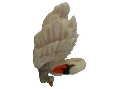 Gilde Schwanenfigur mit Jungtier Porzellan Weiß Tierfigur