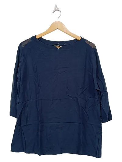 TAIFUN Damen Pullover 3/4-Arm Blau Gr. L 42 Casual Viskose Alltag