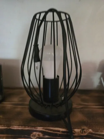 LIVARNOLUX Tischleuchte Käfig Lampe Modern Schwarz Metall 24cm