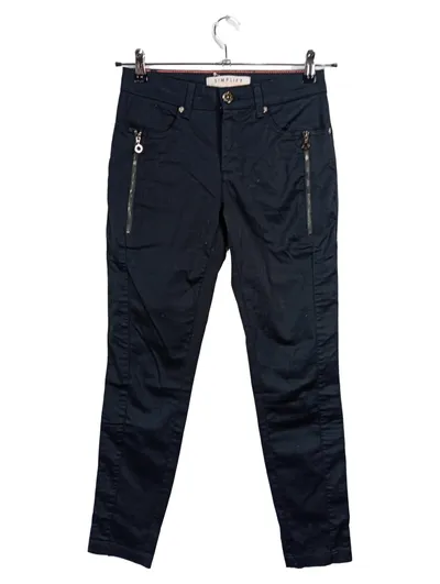 Street One Damen Stoffhose Uni Schwarz Reißverschluss Details Gr. 34 L30