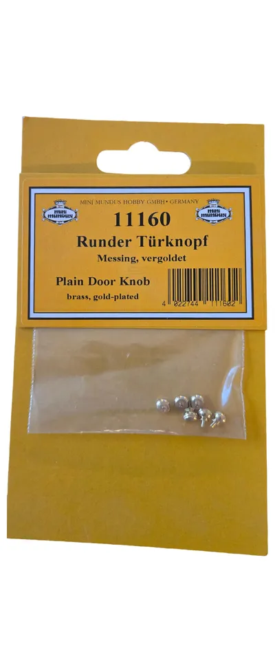 Mini Mundus Runder Türknopf Messing vergoldet Puppenhaus 1:12