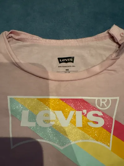 Levi's Baby Langarmshirt Rosa Regenbogen Logo Glitzer Gr. 74 9M