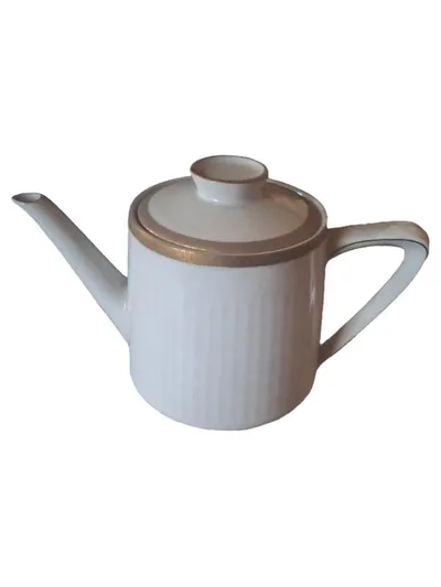 Scherzer Bavaria Kaffeekanne Porzellan Goldrand Weiß 1L Klassisch