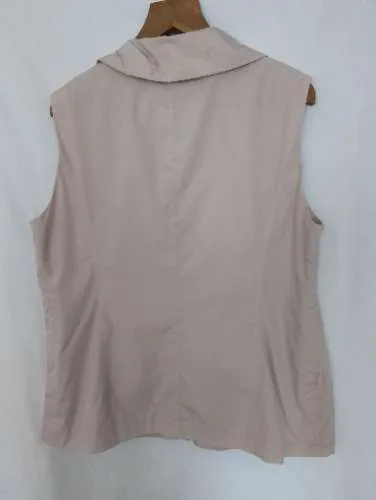 Gerry Weber Edition Damen Weste Gr. 42 Beige Kapuze Reißverschluss
