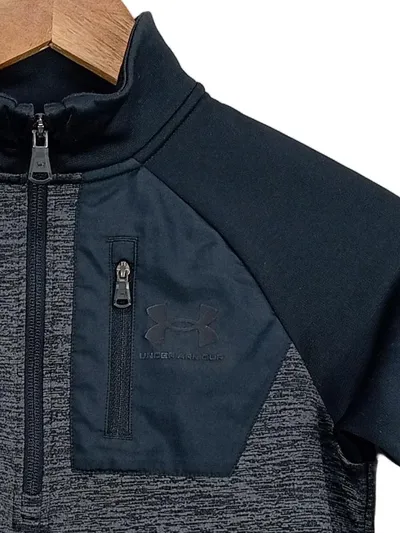 Under Armour Kinder Pullover Grau Meliert Sportlich Gr. 128 Half Zip
