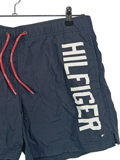 Tommy Hilfiger Badeshorts Herren Gr. 48/M Blau Sportlich Logo-Print