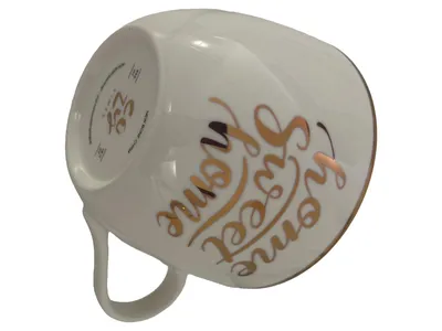 Cozy Time Kaffeebecher Home Sweet Home Weiß Gold Porzellan 350ml