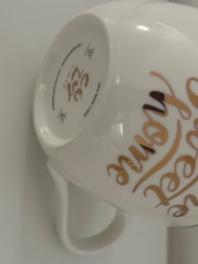 Cozy Time Kaffeebecher Home Sweet Home Weiß Gold Porzellan 350ml