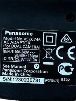 Panasonic VSK0746 AC Netzteil 5V 1A für Dual Kamera USB Ladegerät