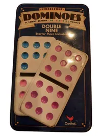 Cardinal Collectors Dominoes Double Nine Jumbo Farbpunkte 55 Steine Blechdose 1