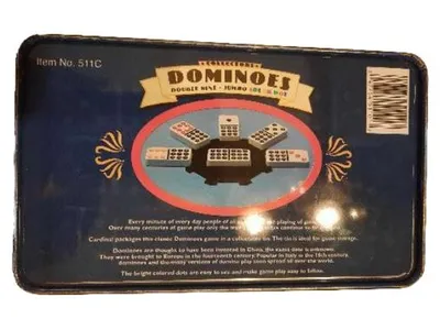 Cardinal Collectors Dominoes Double Nine Jumbo Farbpunkte 55 Steine Blechdose