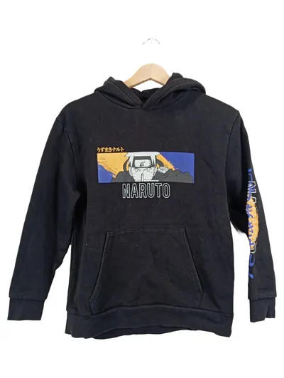 Naruto Hoodie Kapuzenpullover Kinder Gr. 158 Schwarz Anime Print
