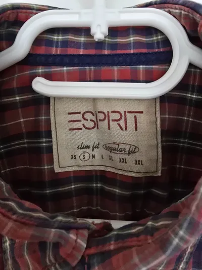 Esprit Herren Karohemd Gr. 46/S Casual Langarm Mehrfarbig