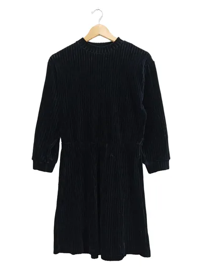 EDC Damen Freizeitkleid Samt Rippstrick Schwarz Gr. 36/S Casual
