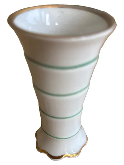 Bavaria Vase Vintage Porzellan Weiß mit Streifen Kelchförmig