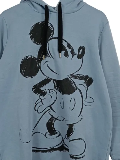 Disney Mickey Mouse Kapuzenpullover Damen Blau Gr. M Baumwolle Freizeit