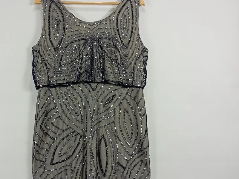 Ashley Brooke Damen Pailletten Kleid Gr. 42 Grau Elegant Festlich 2